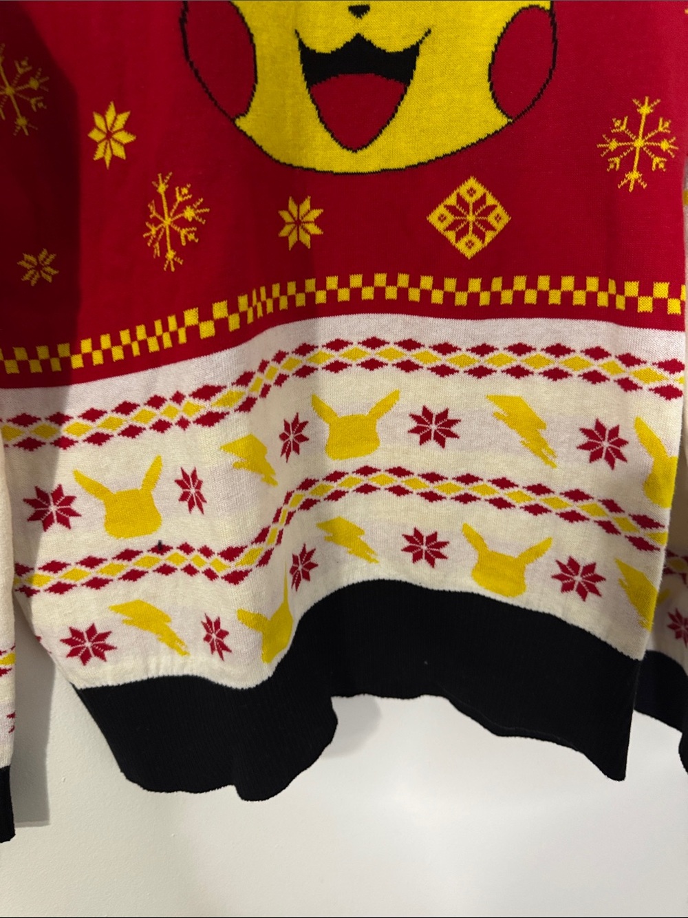 Welovefine Men’s Medium Pikachu Red & Yellow Ugly Christmas Sweater - Picture 5 of 10